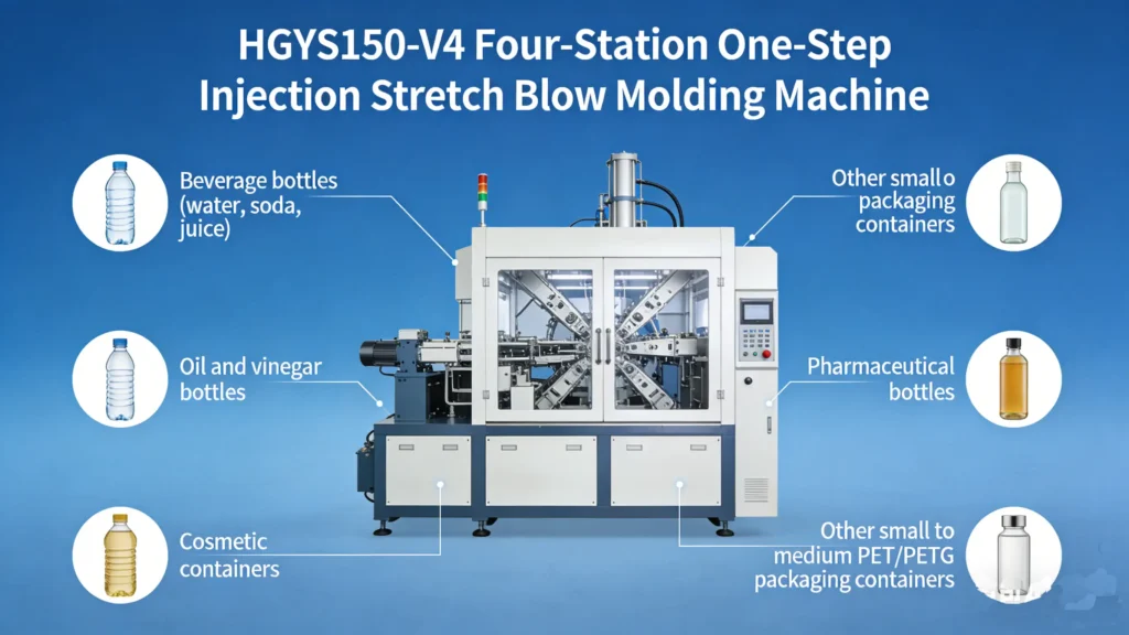 HGYS150 V4 Four Station One Step Injection Stretch Blow Molding Machine used in